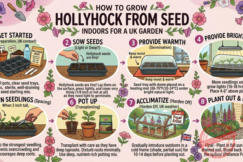 How to Grow Hollyhock from Seed Indoors in a UK Garden