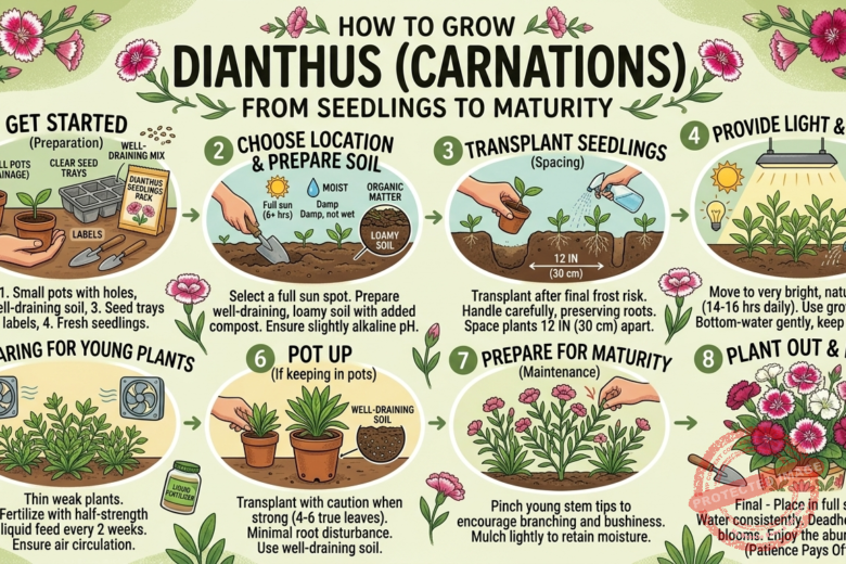 How to Grow Dianthus (Carnations) from Seedlings to Maturity